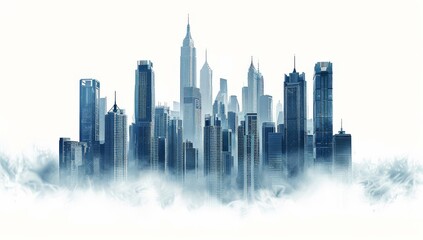 Fototapeta premium Skyline of futuristic city building isolated on transparent background