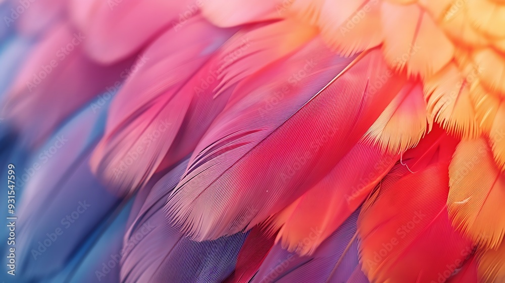 Aufkleber colorful feather background copy space : generative ai