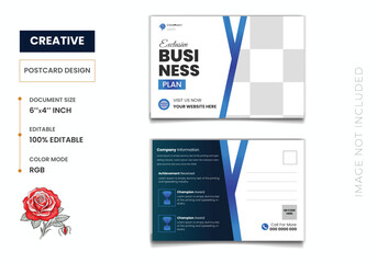 Modern Simple Elegant Vector Business Postcard Design and Template