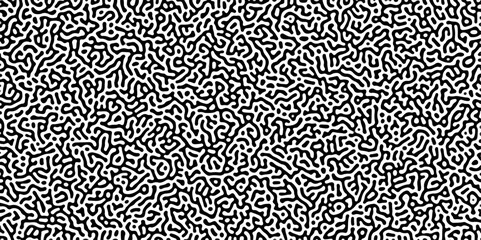 Organic seamless patterns with rounded lines Diffusion reaction background. Monochrome background of natural organic forms motion. Overlay template abstract Turing organic wallpaper background.