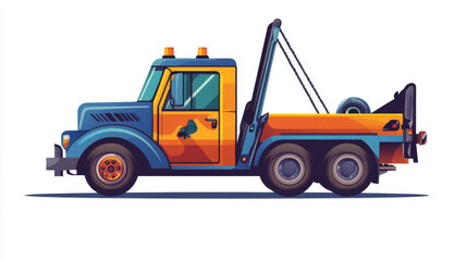 Naklejka premium Icon of a tow truck, including breakdown and recovery services, as well as roadside assistance. Vector image isolated on a white background. 