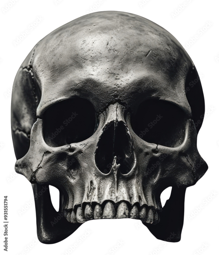 Sticker PNG Skull black monochrome halloween.