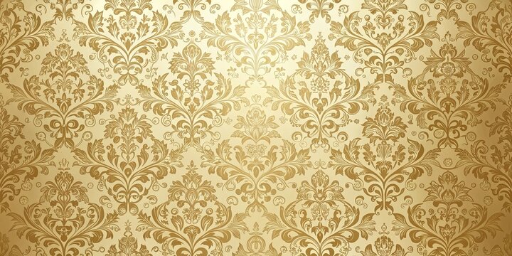 Fototapeta Seamless vintage gold wallpaper with delicate floral motifs, floral, seamless, vintage, gold, wallpaper, elegant, damask