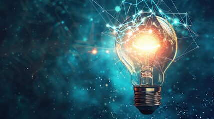 Glowing Light Bulb with Network of Lines