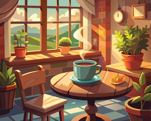 a cup of coffee on a table