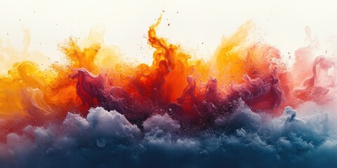 Abstract  Orange, Red, and Blue Liquid Explosion