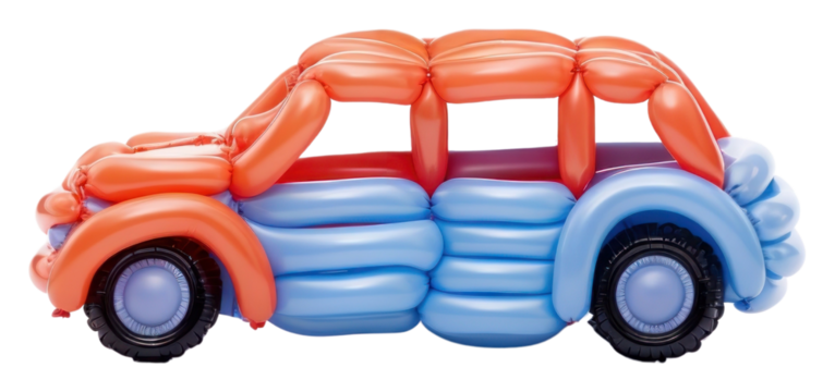 PNG A balloon twisting in the shape of a car vehicle toy white background.