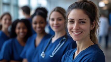 Unified Front: Diverse Healthcare Team in Solidarity, Embracing Unity and Teamwork in Bright Hospital Environment