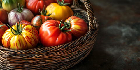 Heirloom Tomatoes in Basket