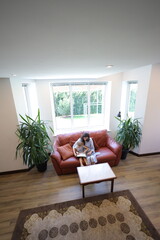 Mother and a child reading at home