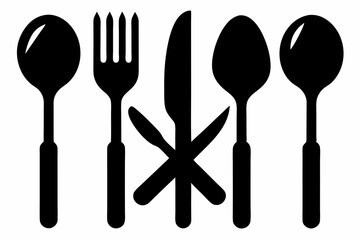kitchenware icon vector, set of kitchen utensils vector silhouette
