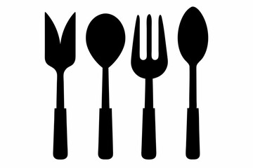 kitchenware icon vector, set of kitchen utensils vector silhouette
