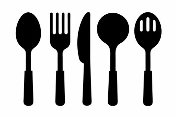 Set of Silhouette cutlery icon vector