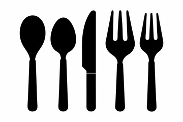 Set of Silhouette cutlery icon vector
