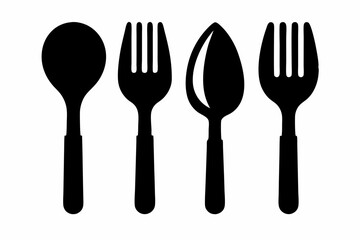 Set of Silhouette cutlery icon vector