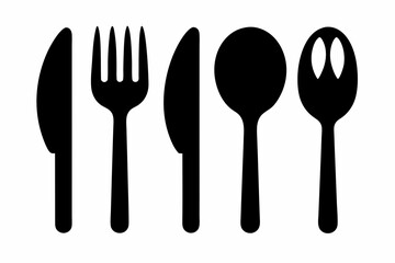 Set of Silhouette cutlery icon vector