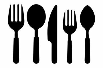 Set of Silhouette cutlery icon vector