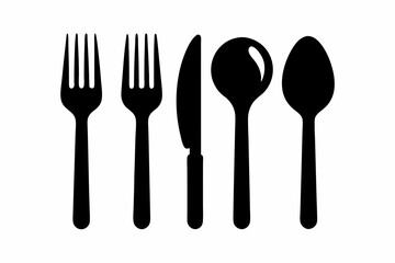 Set of Silhouette cutlery icon vector