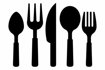 Set of Silhouette cutlery icon vector