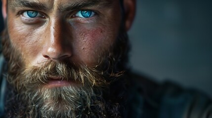 Obraz premium PORTRAIT OF A BEARDED MAN LOOKING STRAIGHT : Generative AI