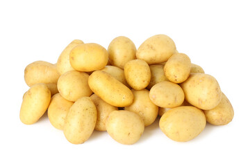 Pile of fresh young potatoes isolated on white