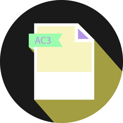 AC3 File format icon and black shadow circular