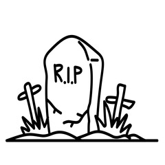 hand drawn halloween tomb doodle line