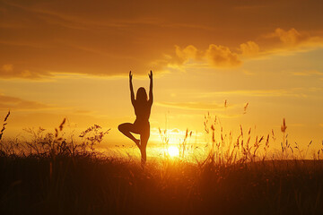 Back View of a Woman Practicing Yoga - Conceptual Background