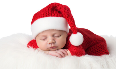 PNG Baby in Santa newborn sleeping portrait.