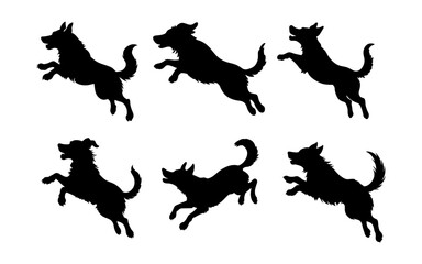 set of silhouettes of dog