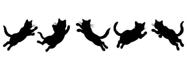 set of silhouettes of cat