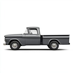 Side view of gray pickup truck is isolated on white background with clipping path.