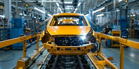 Naklejka premium Vehicle Assembly Line 
