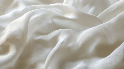 Obraz premium Softly lit macro photograph of white fabric, showing intricate details of wrinkles and creases, capturing the softness and natural beauty of the material in high definition.