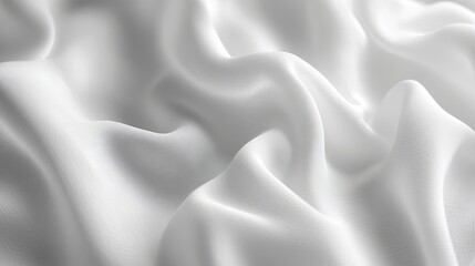 Obraz premium Close-up macro image of wrinkled white fabric, highlighting the delicate creases and folds with soft focus, perfect for a background that conveys softness and tranquility.