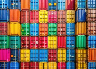 Vibrant containers stacked high, a kaleidoscope of colors telling tales of far-off lands, each one a symphony of stories waiting to be told.