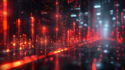 Fototapeta premium A composite image of a cityscape overlaid with financial charts symbolizing market trends and economic data, depicting the concept of urban financial growth