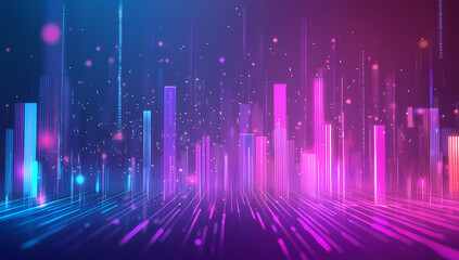 Modern abstract design with digital data streams and bold typography