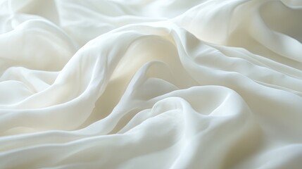 Fototapeta premium Macro close-up of crumpled white fabric, showcasing the fine details and soft folds with gentle lighting for a calm and peaceful background.