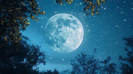 Naklejka premium The moon in the sky at night over the forest : Generative AI