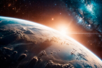 Planets and galaxy, science fiction wallpaper. Beauty of deep space.