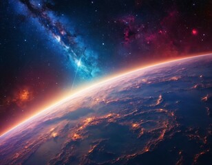 Obraz premium Beautiful cosmic Outer Space background Wallpaper Illustration. Ai generated image.