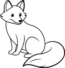 illustration Fox Cute happy line art illustration 