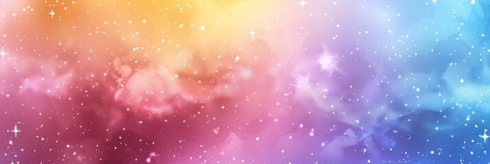 Pastel Watercolor Background with Stars and Glittering Effects