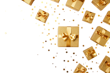 PNG Golden gift boxes backgrounds ribbon bow.