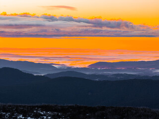 Obraz premium Sunrise in the Australian Alps , Snowy Mountains, Australia