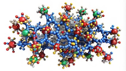 Fototapeta premium Biochemistry diagram showing the levels of protein structure, from amino acids to polypeptide bonds, Biochemistry
