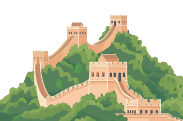 PNG Flat illustration great wall of china architecture building castle.