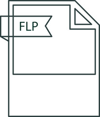 FLP File format icon black outline and light color text