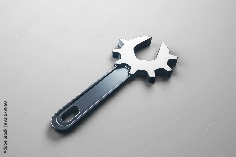 Aufkleber a sleek logo combines a wrench and gear silhouette, symbolizing tools and engineering in a minimalis